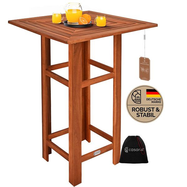 casaria Stehtisch Akazienholz quadratisch 75x75x110cm stabil Braun, 103757