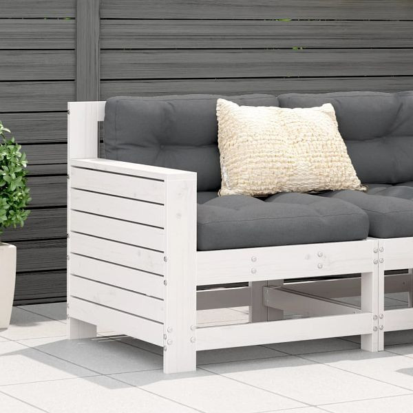 vidaXL Gartensofa mit Armlehne und Kissen Weiß Massivholz Kiefer, 844921