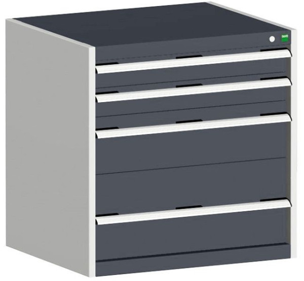 bott cubio Schubladenschrank bestückt mit 4 Schwerlastschubladen BxTxH: 800 x 650 x 800 mm, RAL 7035/7016, 40020024.19V