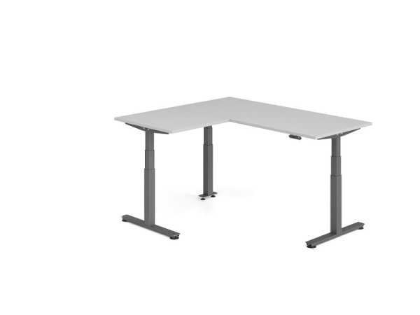 Hammerbacher Sitz-Steh-Winkeltisch 160x180cm Grau/Graphit, VXDSMW1908/5/G