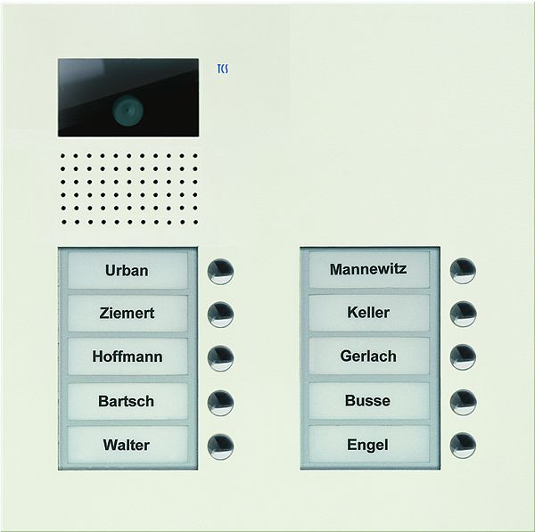 TCS Video Außenstation Serie AVU mit 10 Klingeltasten (rechtsbündig), 2-spaltig, UP weiß, AVU15100-0019