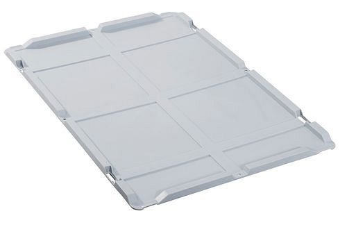 DENIOS Stülpdeckel für Eurobehälter classic-line B, ohne Verschlüsse, B 600, grau, 265227