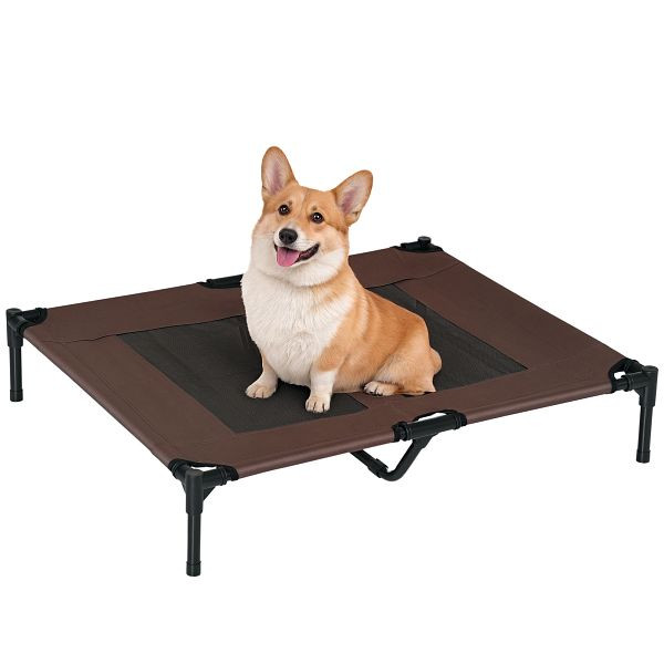 PawHut Hundebett, Hundeliege, robust, erhöht & wetterfest, bis 50 kg, 92x76x18cm, Kaffee/Braun, D04-033