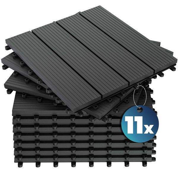 casaria WPC Fliesen, VE: 11er-Set Klassik Anthrazit - 30x30cm, 994368