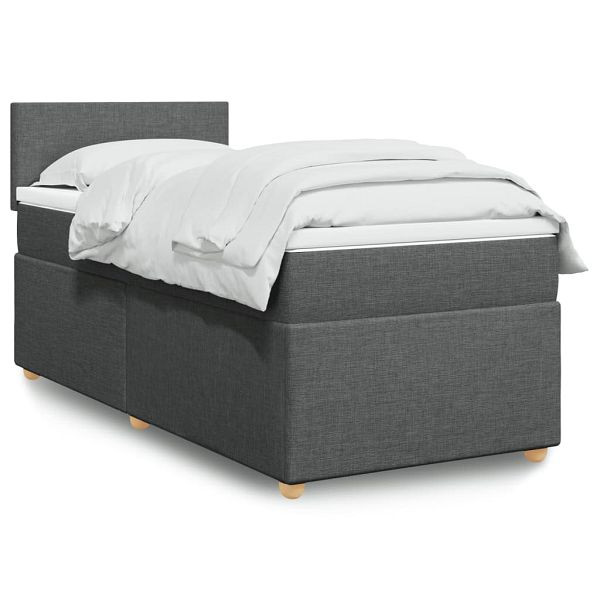 vidaXL Boxspringbett mit Matratze Dunkelgrau 90x190 cm Stoff, 3286529