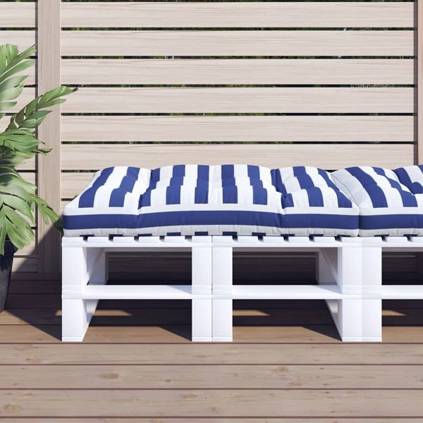 vidaXL Palettenkissen Blau Weiß Gestreift 120x80x12 cm Stoff, 360528