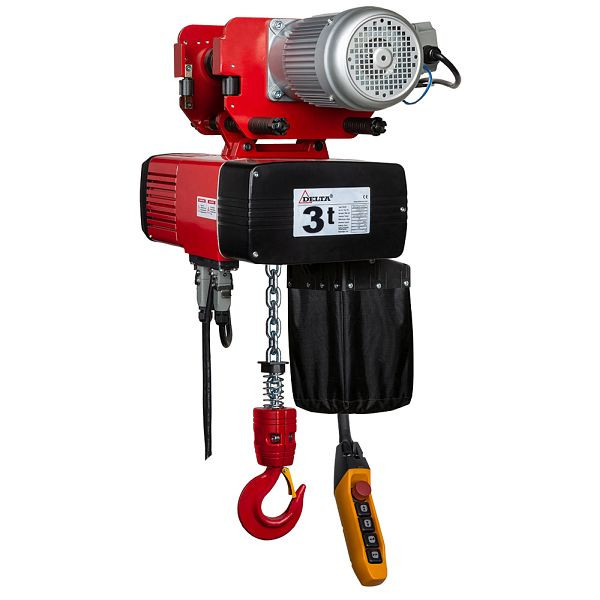 DELTA Premium Elektrischer Kettenzug Typ DEH mit elektrischem Fahrwerk 400V, 6/1,5m/min 1-Strang, 3t mit 3m Hubhöhe, DH.0.DED.03003.03
