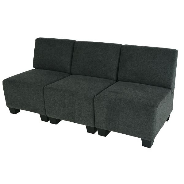 Mendler Modular 3-Sitzer Sofa Couch Lyon, Stoff/Textil, anthrazit-grau, ohne Armlehnen, 3x75606