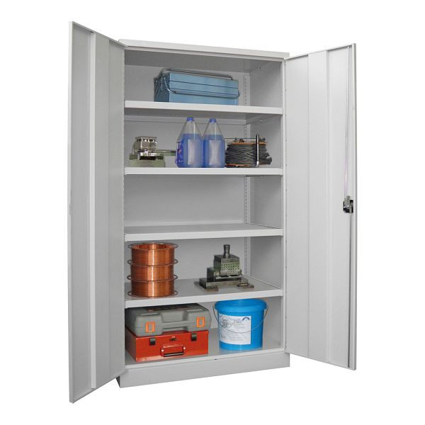 Pavoy Stahl-Schwerlastschrank 1950/1040/630, 4 gepulverte Fachböden, einschlagende Flügeltüren, Drehgriff mit Zylinderschloss, 36365-104-001-910515