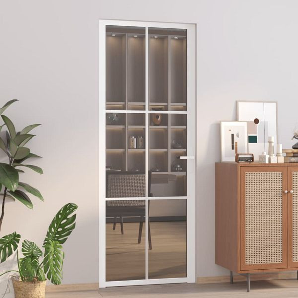 vidaXL Innentür 76x201,5 cm Weiß ESG-Glas und Aluminium, 350588
