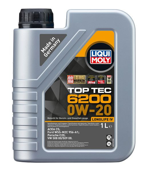 LIQUI MOLY Motoröl Top Tec 6200 0W-20, Kanister Kunststoff, VE: 1 Liter, 20780