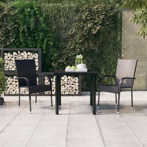 vidaXL 3-teilig Garten-Essgruppe Schwarz, 3099377, 8720286913512