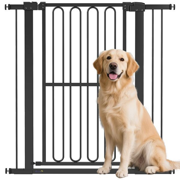 PawHut Türschutzgitter Hund, 76-104 cm Absperrgitter ohne Bohren, Treppengitter, D06-239V02BK