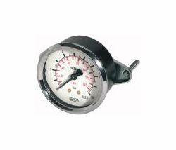 Wika Standardmanometer mit Dreikantfrontring, Stahl verchromt, Doppelskala bar/psi sowie Bügelbefestigung, Anschluss hinten, zentrisch, 101912
