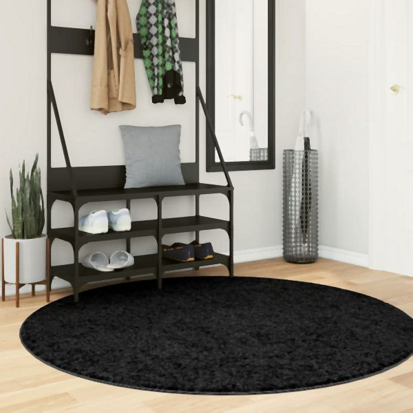vidaXL Teppich OVIEDO Kurzflor Schwarz Ø 160 cm, 375568