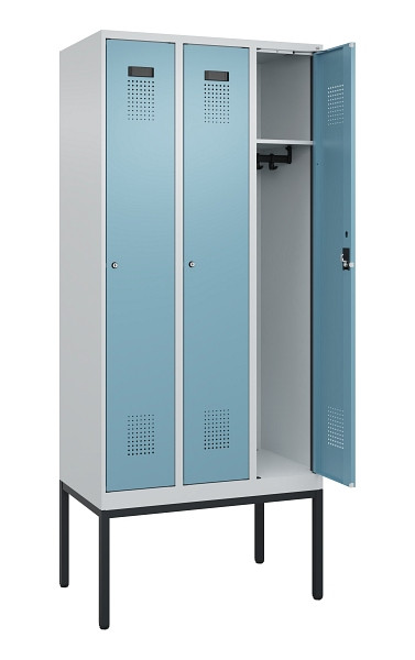 C+P Spind Evolo PLUS, Gestell, 3 Abteile, 2120x900x500mm, 7035/0010, Verschluss Zylinderschloss, Ablageböden 3, 0490307-30 S10036
