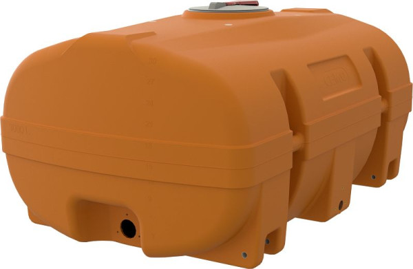Cemo PE-Fass 3000 l kofferförmig, mit Klappdeckel 380 Orange RAL2003, mit Schwallwänden, 12240