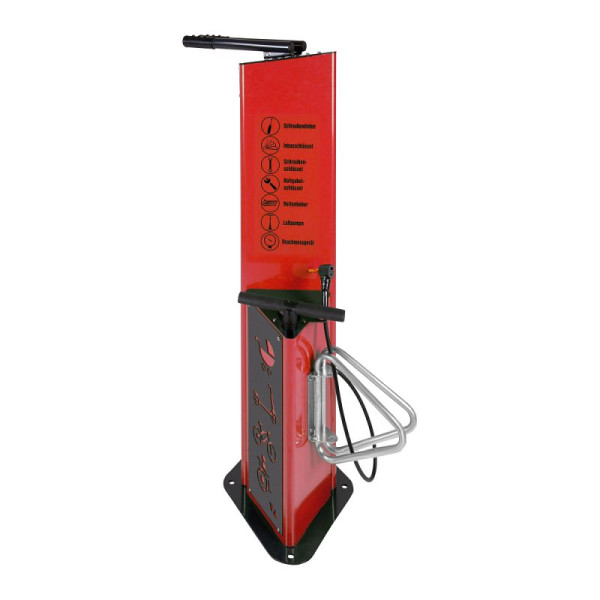 Stein HGS Fahrrad-Servicestation Modell BM3021, mit Fahrradständer, RAL 3020 - Verkehrsrot, 63686.0004