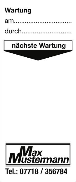 Moedel Grundplakette mit Text/Logo schwarz nach Wunsch, Folie, 30x60 mm, VE: 250 Stück/Rolle, 52892