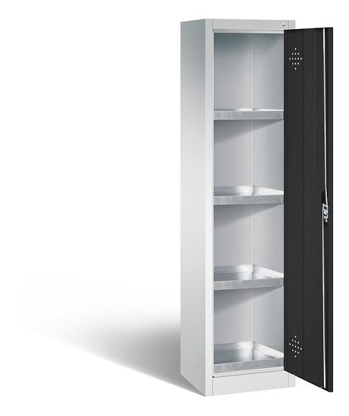 C+P Umweltschrank Acurado, H1950xB502xT500mm, Farbe: Lichtgrau / Schwarzgrau, Muldengriff, 8901-315 S10154