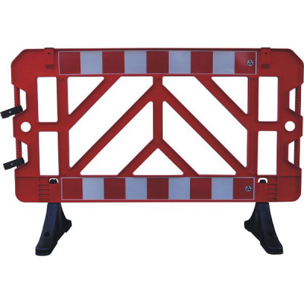 Stein HGS Schrankenzaun aus Kunststoff, BxH: 1500 x 1000mm, PVC-Füße mit Bohrung zum Aufdübeln, rot, 32454