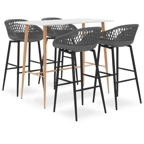 vidaXL 5-tlg. Bar-Set Weiß und Grau, 3057433, 8720286172766