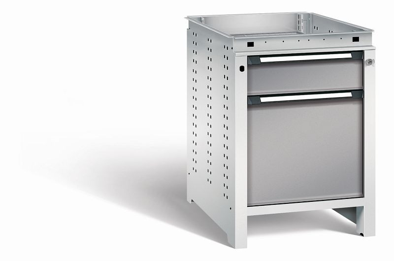 Otto Kind Werkbank Serie function Typ 105, ohne Platte, Unterbau mit Zentralverschluss, Gehäuse RAL 7035, Front RAL 7037, 072322367