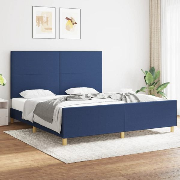 vidaXL Bettgestell mit Kopfteil Blau 180x200 cm Stoff, 3124917