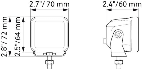 HELLA LED-Fernscheinwerfer, Black Magic Cube Kit 2.7", 12/24V, 1400lm, quadratisch, Anbau, Nahfeldausleuchtung, ECE-R10, 500mm, Set, 1FA 358 176-801