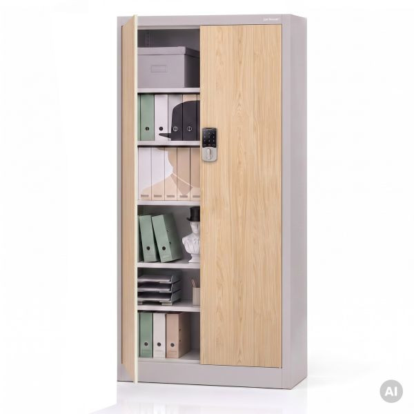 Jan Nowak Metall-Büroschrank mit Zahlenschloss, Grau, Sonoma-Eiche, 900x1850x400 mm, DANIEL Eco Design, 2280
