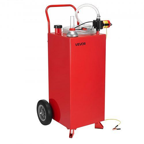 VEVOR 114 L Kraftstofftrolley, 32L/min Durchfluss, Dieseltank mit elektrischer Pumpe, 2 Räder, 3m Schlauch, Rot, JSJYCDDBCYQYTTGCS001V9