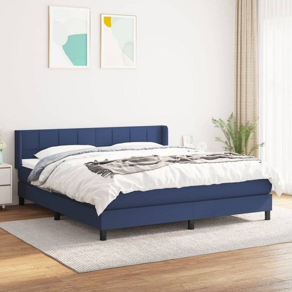 vidaXL Boxspringbett mit Matratze Blau 180x200 cm Stoff, 3129735