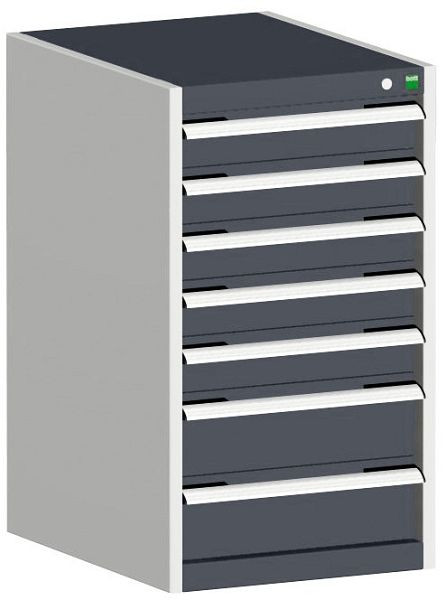 bott cubio Schubladenschrank bestückt mit 7 Schubladen BxTxH: 525 x 525 x 900 mm, RAL 7035/7016, 40010041.19V