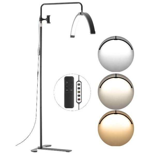 VEVOR Dimmbare LED-Stehlampe Wimpernlicht Halbmondlicht 40W 181cm Höhe Schwarz, WSDLDS26YC0067A9GV2
