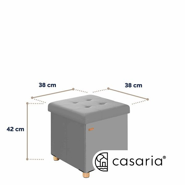 casaria Sitzhocker Grau Samt 42x38x38cm faltbar, 109924