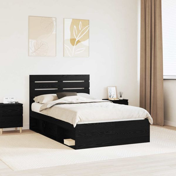 vidaXL Bettrahmen Schwarz 120 x 190 cm Massives Kiefernholz, 3411440