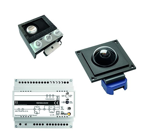 TCS video:kit mit Einbau-Türlautsprecher ASI12000 + AMI Dome-Kameramodul AMI10620 + Steuergerät VBVS05, VK04