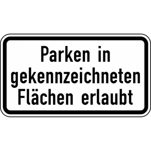 Stein HGS Parken in gekennzeichneten Flächen erlaubt Nr. 1053-30, 420 x 231 mm, Flachform 3 mm, RA1, 1053-30-113