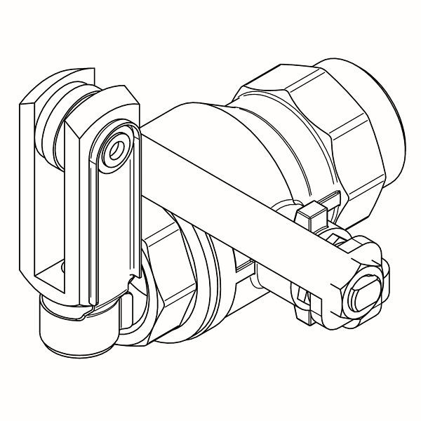 KWC Kugelhahn aus Edelstahl, mit Hebel links, zur Notdusche mit Zugstangenbetätigung, 2030025020