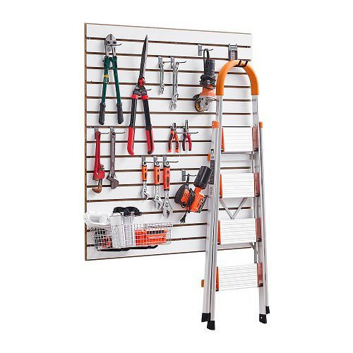 VEVOR Werkzeugwand 1220x1220x18 mm MDF-Lamellenwand, weiß, Wandorganizer, 11,3kg Tragkraft, DIY-Zuschnitt, für Lagerung & Präsentation, BTQBXWB16SQF0BHOKV0