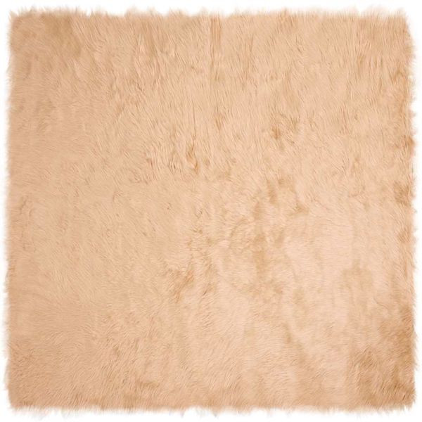 vidaXL Kunstschaffell Teppich Beige 200 x 200 cm Polyester, 42021489