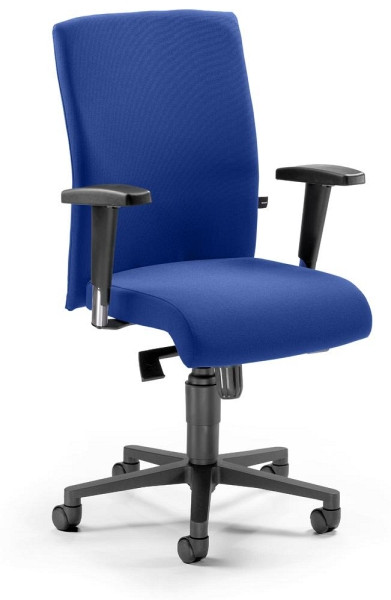 Deskin Bürostuhl PROFI ART mit Armlehnen, Blau, 485 x 450 x 1055 mm, Gestell: Schwarz, verstellbare Armlehnen, 330460