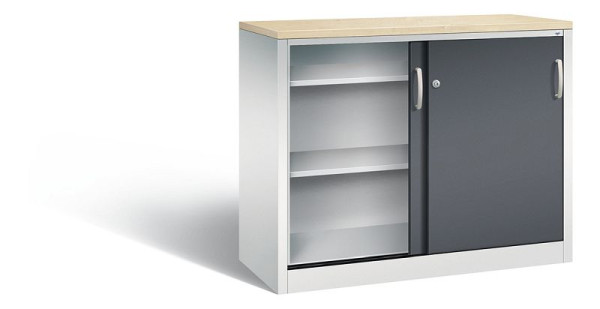 C+P Sideboard mit Schiebetüren Acurado, H1000xB1200xT500mm, Farbe: Lichtgrau / Schwarzgrau, Bügelgriff, 2056-00 S10167