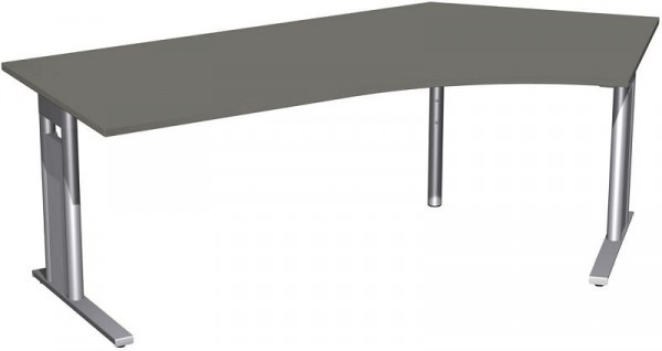 geramöbel Schreibtisch 135° rechts starr, C Fuß Blende optional, 2166x1130x720, Graphit/Silber, N-648316-GS