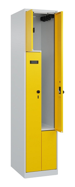 C+P Z-Spind Evolo PLUS, 2 Fächer, 1850x400x500mm, 7035/1023, Drehriegel, 049003-122 S10003