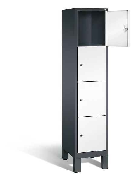C+P Schließfachschrank Evolo, H1850xB420xT500mm, Farbe: Schwarzgrau / Verkehrsweiß, 48010-124 S10103