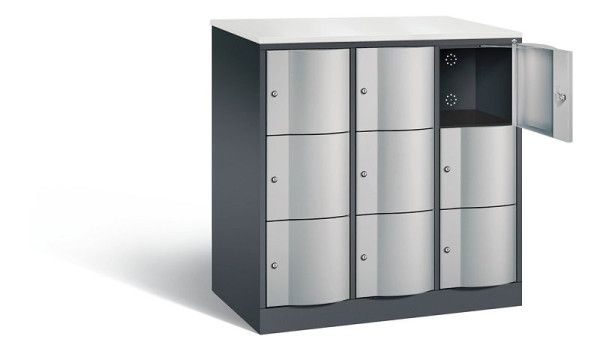 C+P XL-Schließfachschrank Resisto, H1255xB1148xT640mm, Farbe: Schwarzgrau / Weißaluminium, 8573-373 S10135