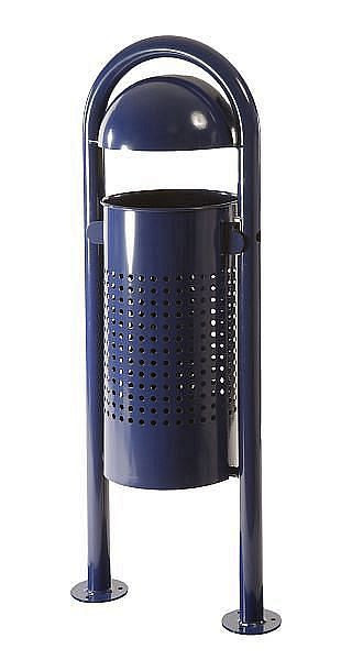 Renner Stand-Abfallbehälter ca. 40 L (ohne Ascher), mit Halbkugelhaube, feuerverzinkt und pulverbeschichtet, kobaltblau, gelocht, 7029-31PB 5013