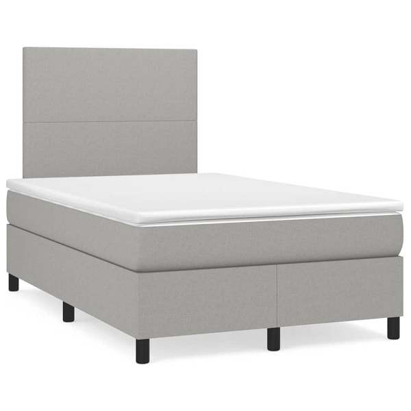 vidaXL Boxspringbett mit Matratze Hellgrau 120x190 cm Stoff, 3269867