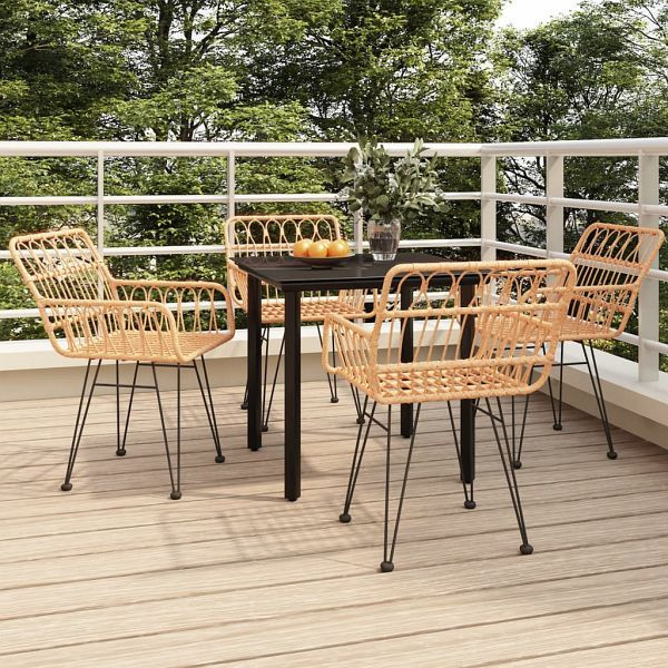 vidaXL 5-teilig Garten-Essgruppe Poly Rattan, 3157860, 8720845818456